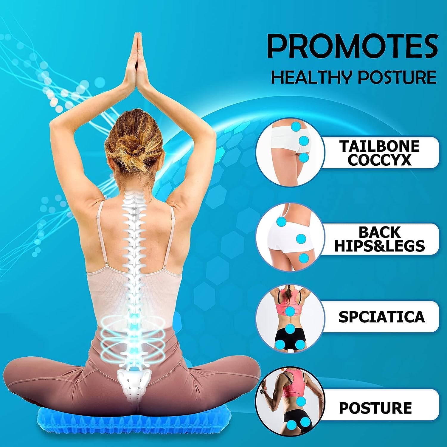 Blue Cushion Setter Flex Pillow Gel Orthopedic Seat Cushion