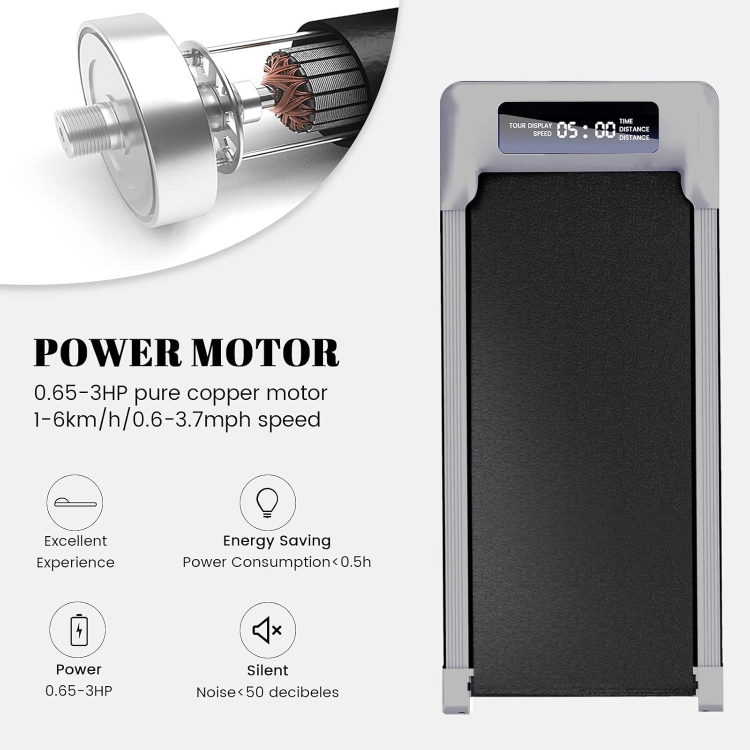 Electric Treadmill Portable Under Desk Walking Pad