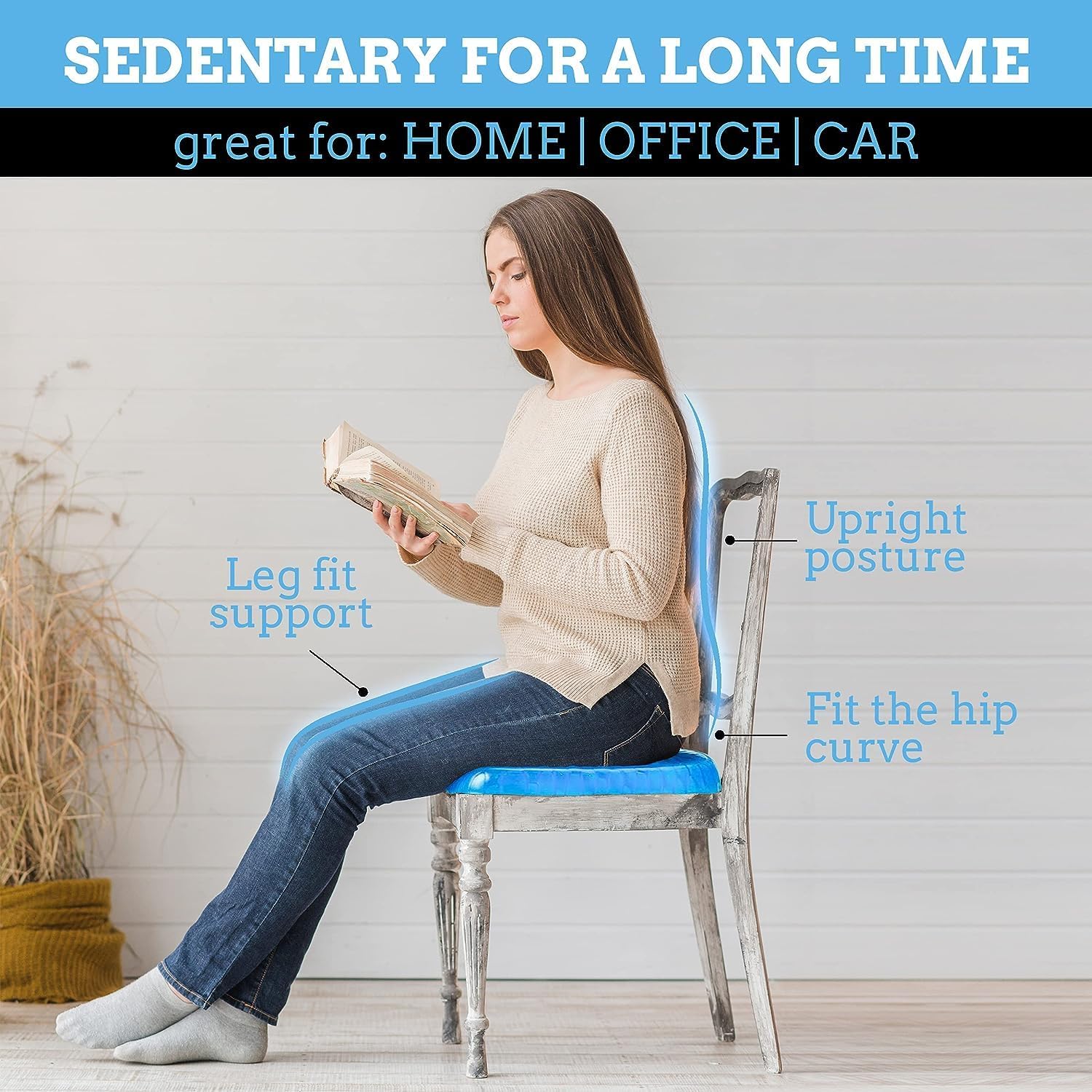 Blue Cushion Setter Flex Pillow Gel Orthopedic Seat Cushion