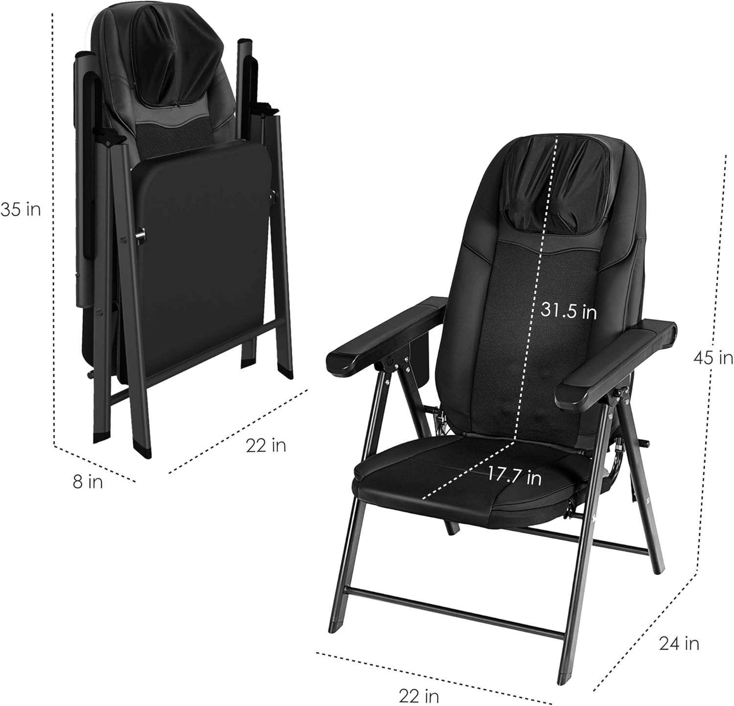 Folding Massage Chair Portable Shiatsu Neck & Back Massager