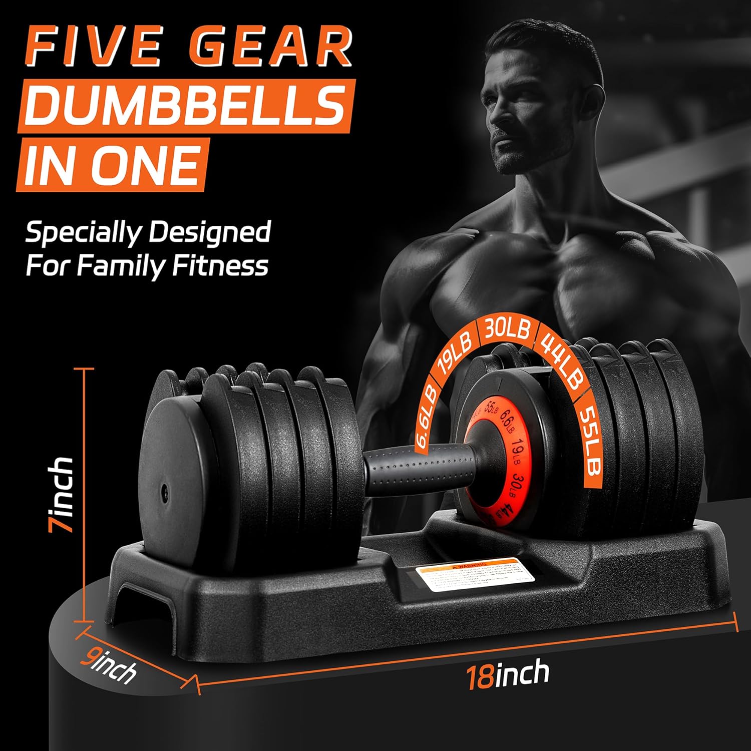 Upgrade your home workouts with the Adjustable 55LB Dumbbell Set, designed for strength training, muscle building, and full-body fitness.Adjustable 55LB Dumbbell Set with Tray