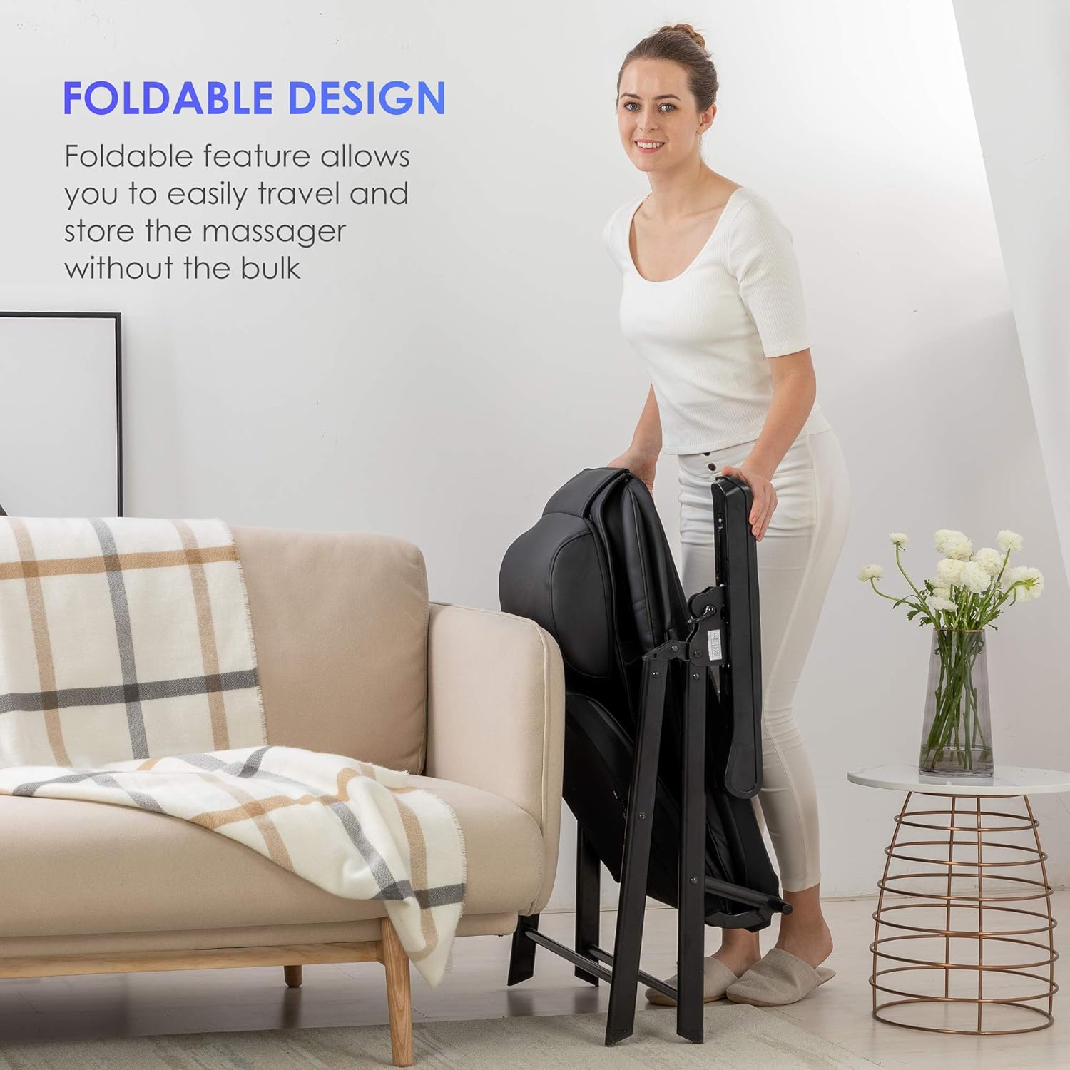 Folding Massage Chair Portable Shiatsu Neck & Back Massager