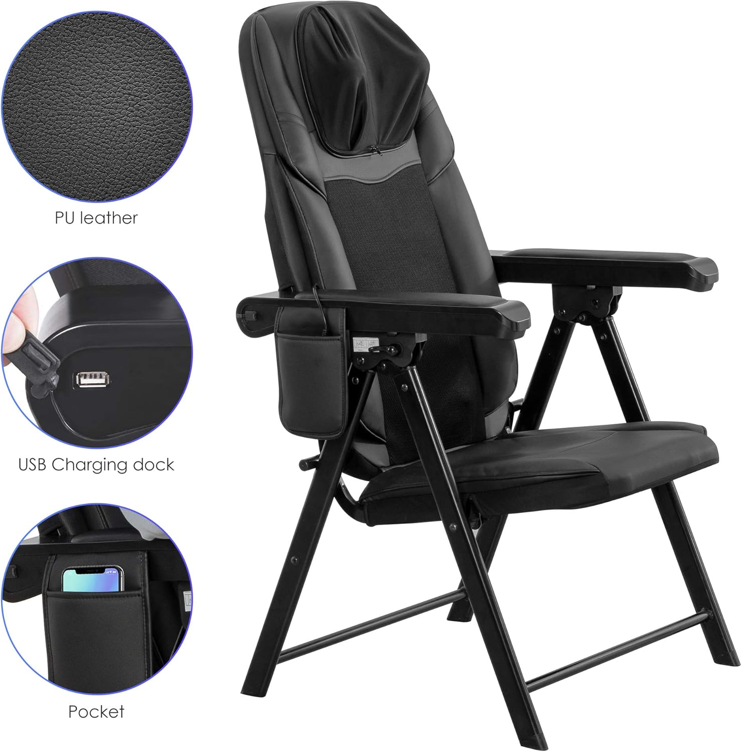 Folding Massage Chair Portable Shiatsu Neck & Back Massager