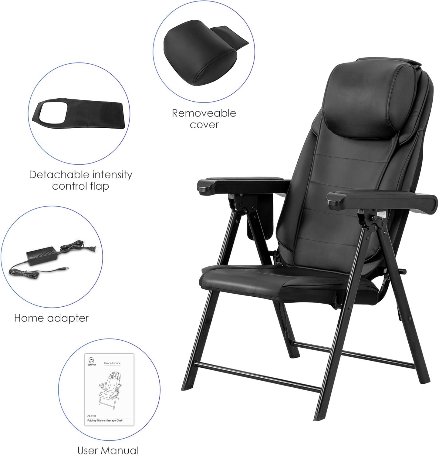 Folding Massage Chair Portable Shiatsu Neck & Back Massager