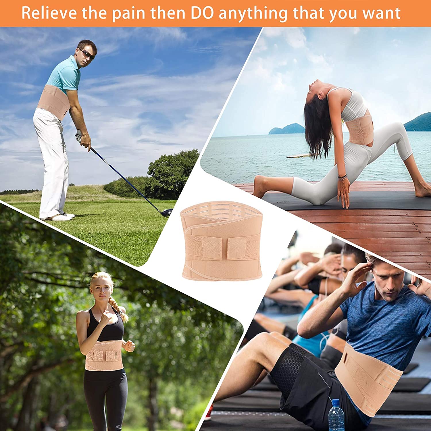 Grey Back Support Belt Contoured Lumbar Sacral L S Belt